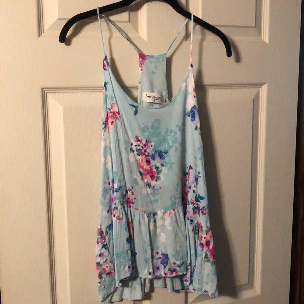 Light blue floral tank top